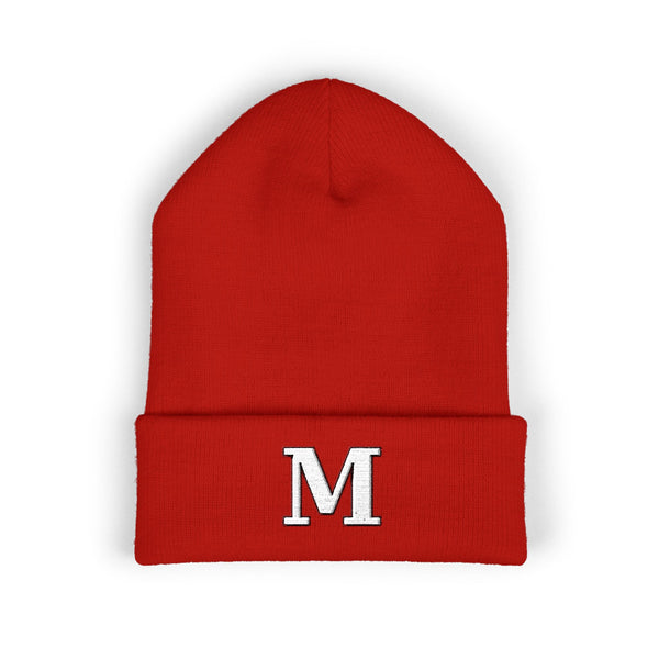 Monogrammed Classic Cuffed Beanie – Embroidered 'M' Winter Hat