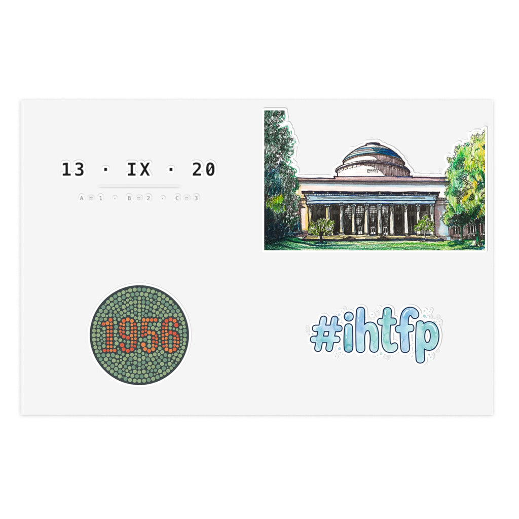 MIT Reunion Sticker Sheet — 1956, MIT Dome & “#ihtfp” Alumni Decals