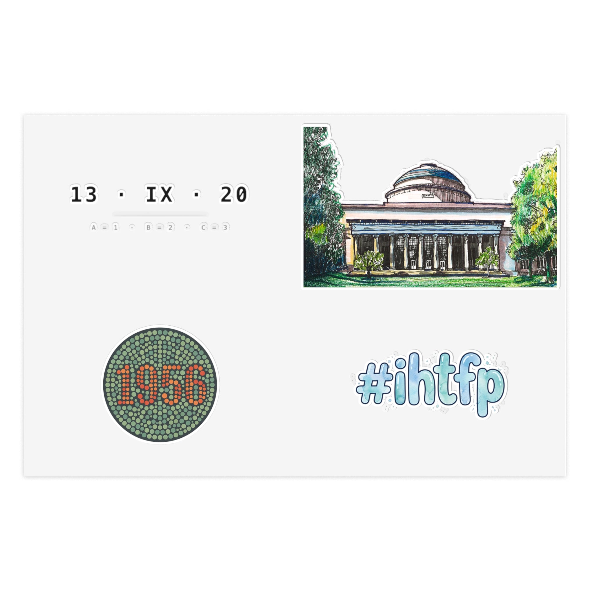 MIT Reunion Sticker Sheet — 1956, MIT Dome & “#ihtfp” Alumni Decals